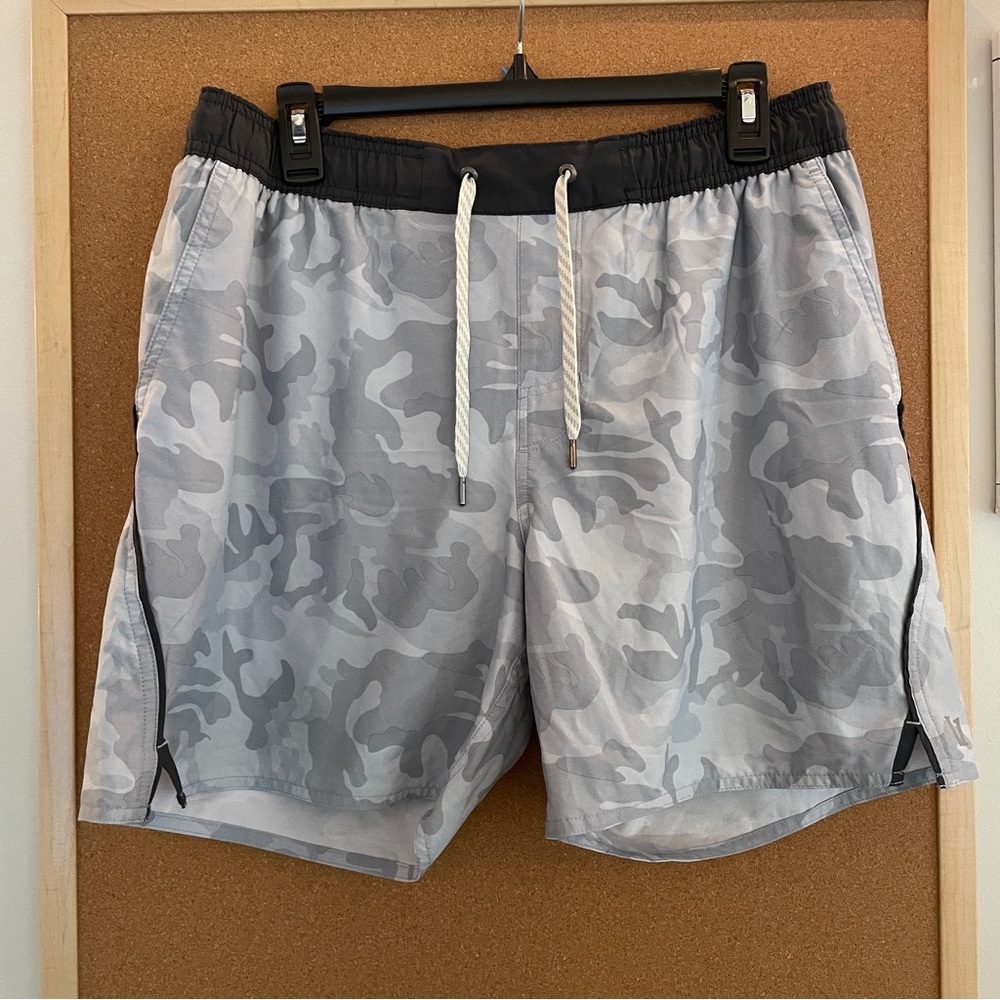 Vuori Trail Light Grey Short with Built In Shorts